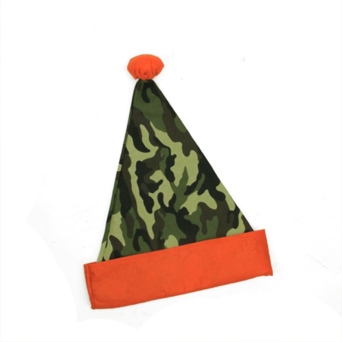 Christmas Central Green And Orange Camouflage Unisex Adult Christmas Santa Hat Costume Accessory - One Size