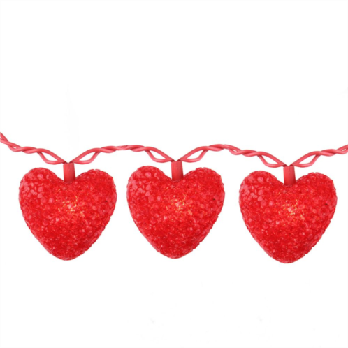Christmas Central 10-Count Red Heart Mini Valentines Day Light Set 7.5ft Red Wire