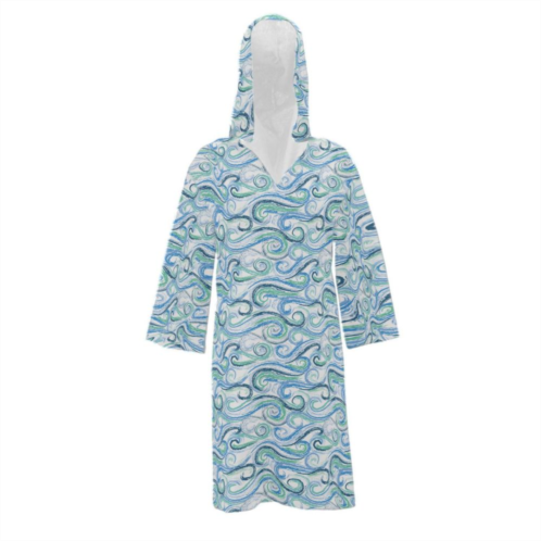 MCCC Sportswear Light Blue And White Coastal Waves Hooded Womens Adult Beach Cover Up - 2xl