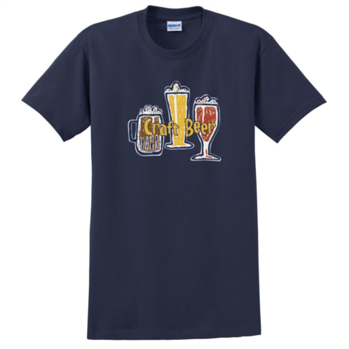 MCCC Sportswear Navy Blue Craft Beer Coordinating Hat Pattern Mens Adult Short Sleeve Tee - Extra Large