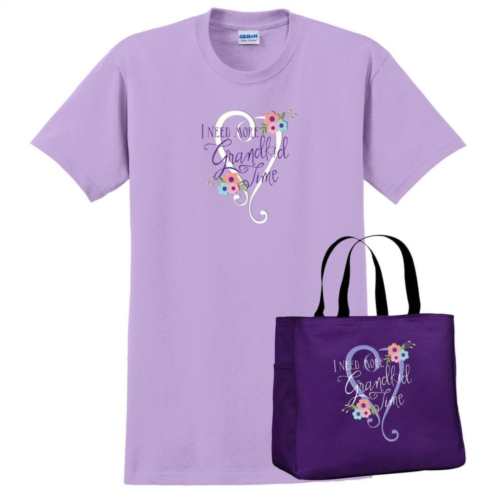MCCC Sportswear Purple my Grandkids Make Me Smile Women Adult Shirt With Tote Handbag - Extra Large
