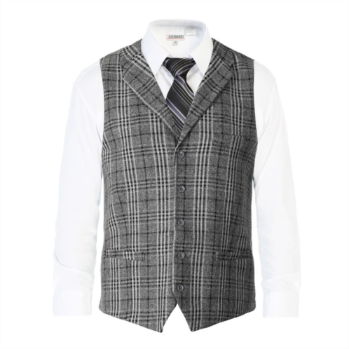 Gioberti Mens 5 Button Tailored Collar Slim Fit Formal Herringbone Tweed Suit Vest
