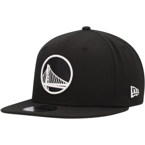Mens New Era Black Golden State Warriors Chainstitch 9FIFTY Snapback Hat