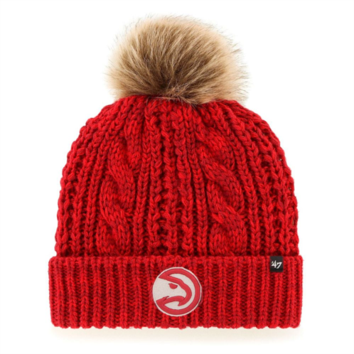 Unbranded Womens 47 Red Atlanta Hawks Meeko Cuffed Knit Hat with Pom