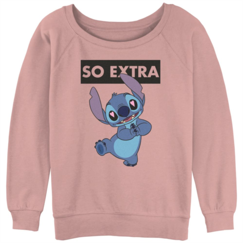 Disneys Lilo & Stitch Juniors So Extra Stitch Slouchy Terry Graphic Pullover