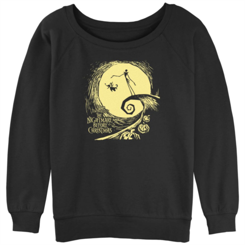 Disneys The Nightmare Before Christmas Juniors Jack And Zero At Night Slouchy Terry Graphic Pullover