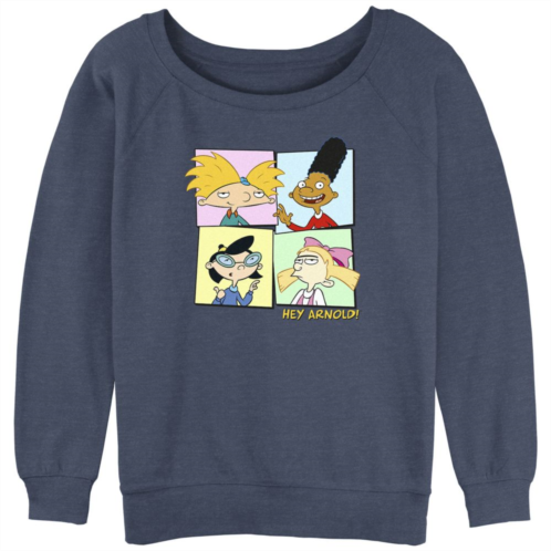 Nickelodeon Juniors Hey Arnold! Arnold Gerald Phoebe And Helga Square Portraits Slouchy Terry Graphic Pullover
