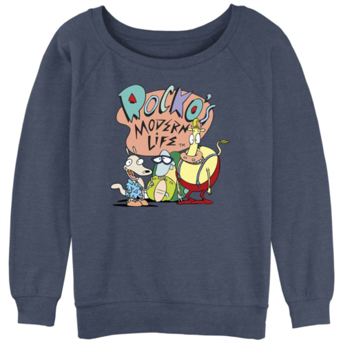 Nickelodeon Juniors Rockos Modern Life Logo Slouchy Terry Graphic Pullover