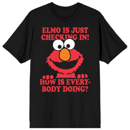 Licensed Character Mens Sesame Street Elmo Is Just Checking In Tee