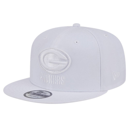 Mens New Era Green Bay Packers Main White on White 9FIFTY Snapback Hat