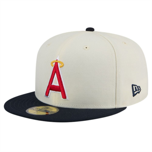 Mens New Era Cream California Angels Cooperstown Collection 1972 Chrome 59FIFTY Fitted Hat