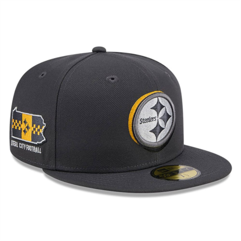 Mens New Era Graphite Pittsburgh Steelers Official 2024 NFL Draft On Stage 59FIFTY Fitted Hat