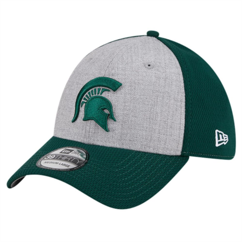 Mens New Era Heather Gray/Green Michigan State Spartans Two-Tone 39THIRTY Flex Hat