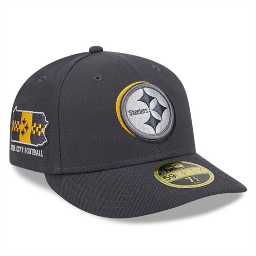 Mens New Era Graphite Pittsburgh Steelers 2024 NFL Draft Low Profile 59FIFTY Fitted Hat