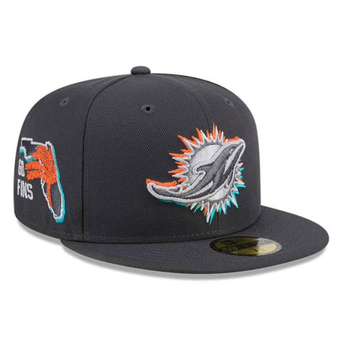 Mens New Era Graphite Miami Dolphins Official 2024 NFL Draft On Stage 59FIFTY Fitted Hat