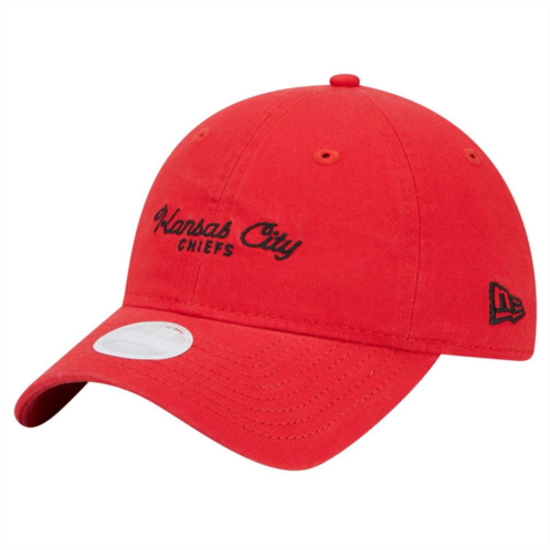 Womens New Era Red Kansas City Chiefs Throwback Delicate 9TWENTY Adjustable Hat
