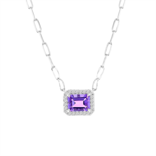 Argento Bella Sterling Silver Multi-Gemstone Paperclip Necklace