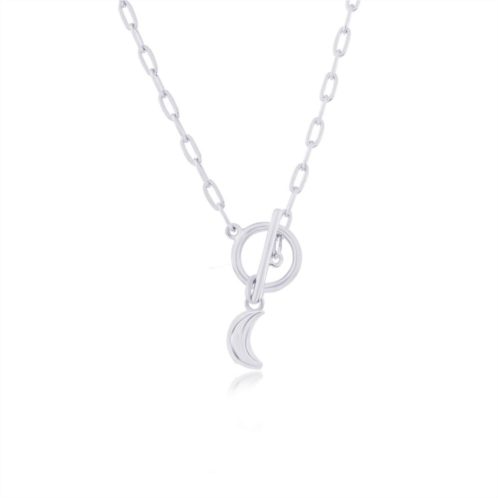 Argento Bella Crescent Moon Paper Clip Chain Toggle Necklace