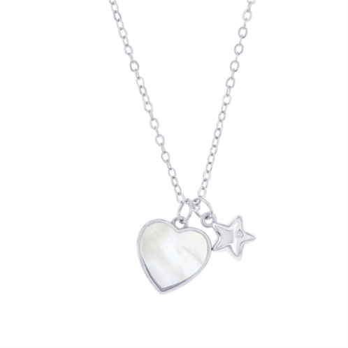 Argento Bella Sterling Silver Mother-of-Pearl Heart & Star Necklace