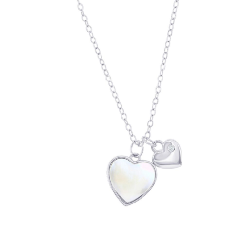 Argento Bella Sterling Silver Mother-of-Pearl Heart Necklace
