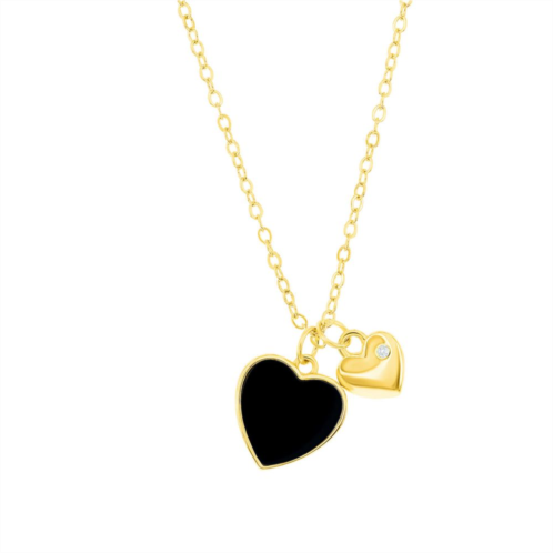 Argento Bella Sterling Silver Onyx Heart Necklace