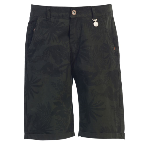 Gioberti Boys Garment Wash Casual Tropical Floral Print Shorts, 5 Pockets