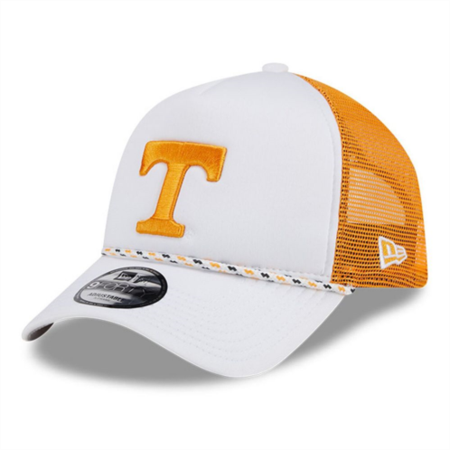 Mens New Era White/Tennessee Orange Tennessee Volunteers Court Sport Foam A-Frame 9FORTY Adjustable Trucker Hat