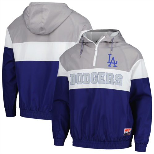 Mens New Era Royal Los Angeles Dodgers Ripstop Raglan Quarter-Zip Hoodie Windbreaker Jacket