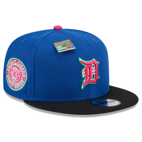 Mens New Era Royal/Black Detroit Tigers Watermelon Big League Chew Flavor Pack 9FIFTY Snapback Hat