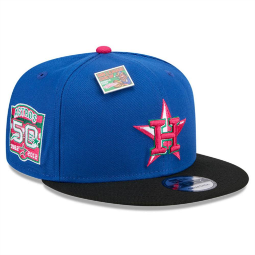 Mens New Era Royal/Black Houston Astros Watermelon Big League Chew Flavor Pack 9FIFTY Snapback Hat