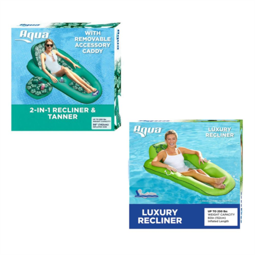 Aqua Leisure Campania Inflatable 2in1 Lounger, Floral & Luxury Water Recliner