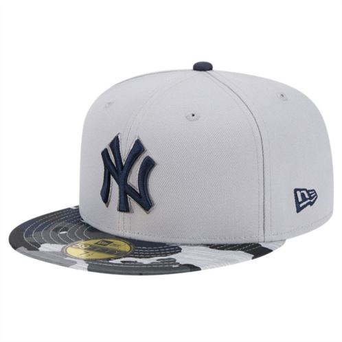 Mens New Era Gray New York Yankees Active Team Camo 59FIFTY Fitted Hat