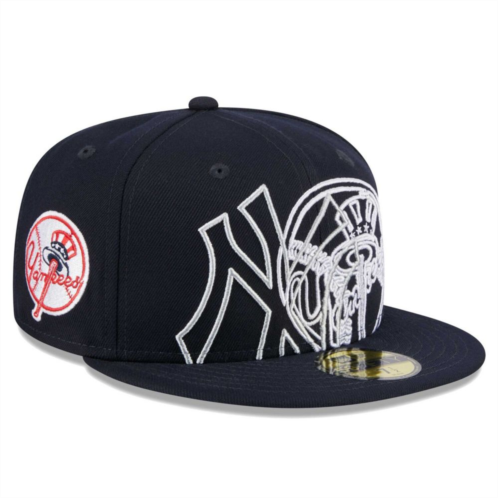 Mens New Era Navy New York Yankees Game Day Overlap 59FIFTY Fitted Hat