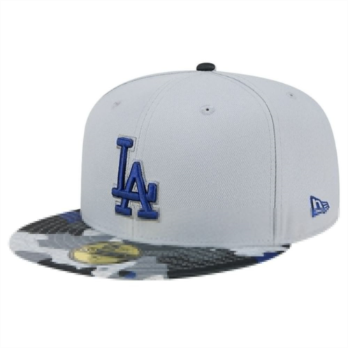 Mens New Era Gray Los Angeles Dodgers Active Team Camo 59FIFTY Fitted Hat