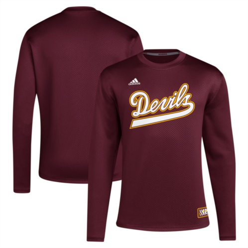 Unbranded Mens adidas Maroon Arizona State Sun Devils Reverse Retro Baseball Script Pullover Sweatshirt
