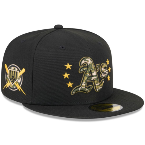 Mens New Era Black Oakland Athletics 2024 Armed Forces Day On-Field 59FIFTY Fitted Hat