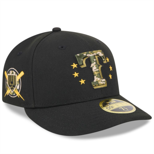 Mens New Era Black Texas Rangers 2024 Armed Forces Day Low Profile 59FIFTY Fitted Hat