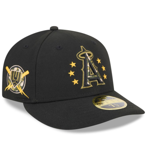 Mens New Era Black Los Angeles Angels 2024 Armed Forces Day Low Profile 59FIFTY Fitted Hat
