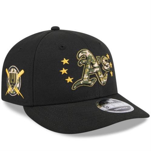 Mens New Era Black Oakland Athletics 2024 Armed Forces Day Low Profile 9FIFTY Snapback Hat