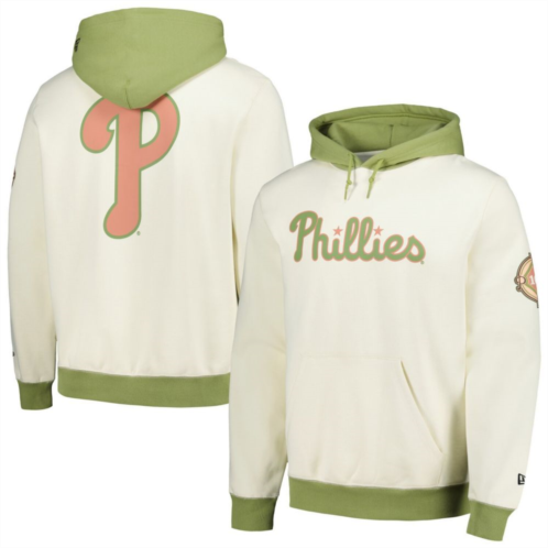 Mens New Era Cream/Green Philadelphia Phillies Color Pop Pullover Hoodie