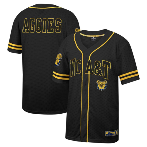 Mens Colosseum Black North Carolina A&T Aggies Free Spirited Mesh Button-Up Baseball Jersey