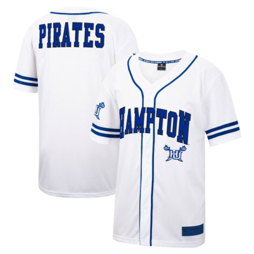 Mens Colosseum White Hampton Pirates Free Spirited Mesh Button-Up Baseball Jersey