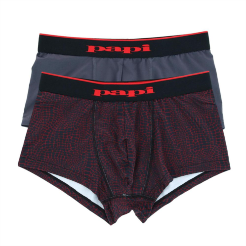 Papi Mens Snake Print And Solid Brazilian Cut Trunks (2 Pack)