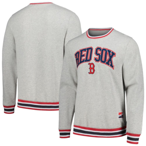 Mens New Era Heather Gray Boston Red Sox Throwback Classic Pullover Sweatshirt