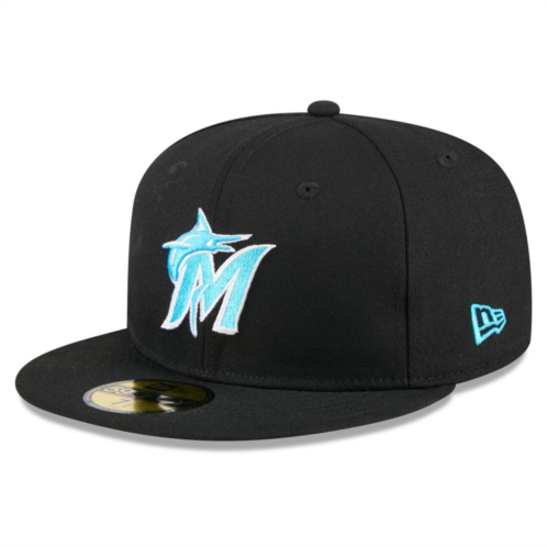 Mens New Era Black Miami Marlins 2024 Fathers Day 59FIFTY Fitted Hat