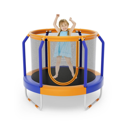 Slickblue Mini Trampoline With Enclosure And Heavy-duty Metal Frame