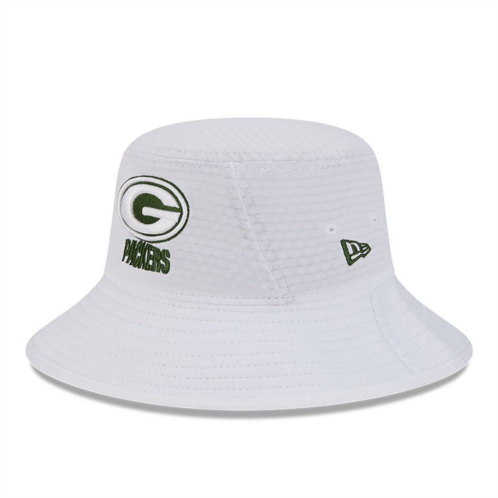 Mens New Era White Green Bay Packers 2024 NFL Training Camp Stretch Bucket Hat
