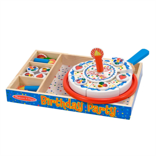 Unbranded Melissa & Doug Birthday Party Cake - Wooden Play Food With Mix-n-Match Toppings and 7 Candles