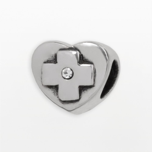Individuality Beads Sterling Silver Crystal Heart Cross Bead