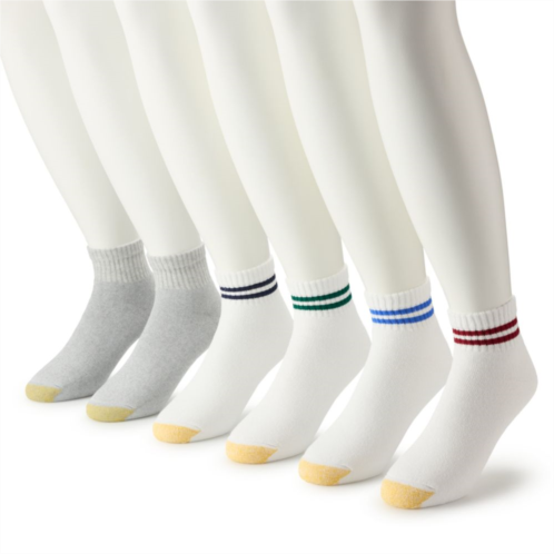 Mens GOLDTOE 6-pack Athletic Cushioned Cotton Quarter Socks